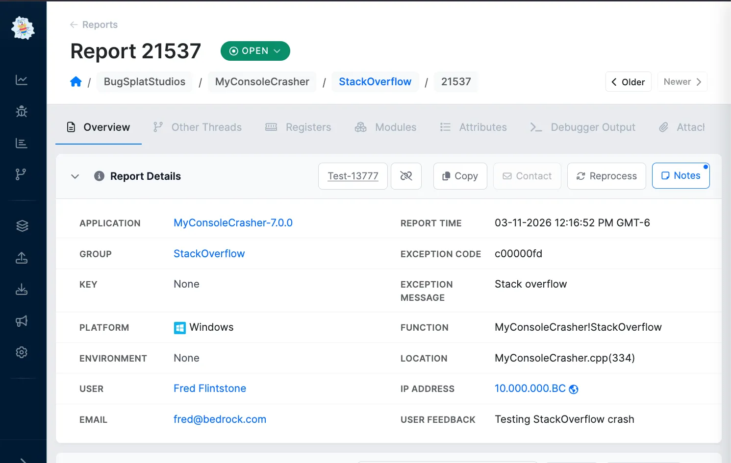 BugSplat stop stitching crash data together