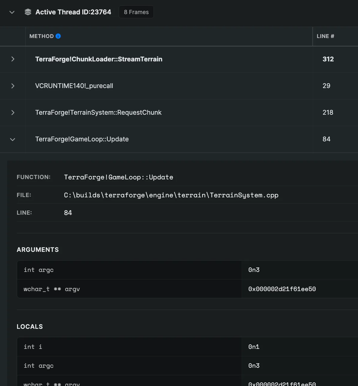 Symbolicated stack traces