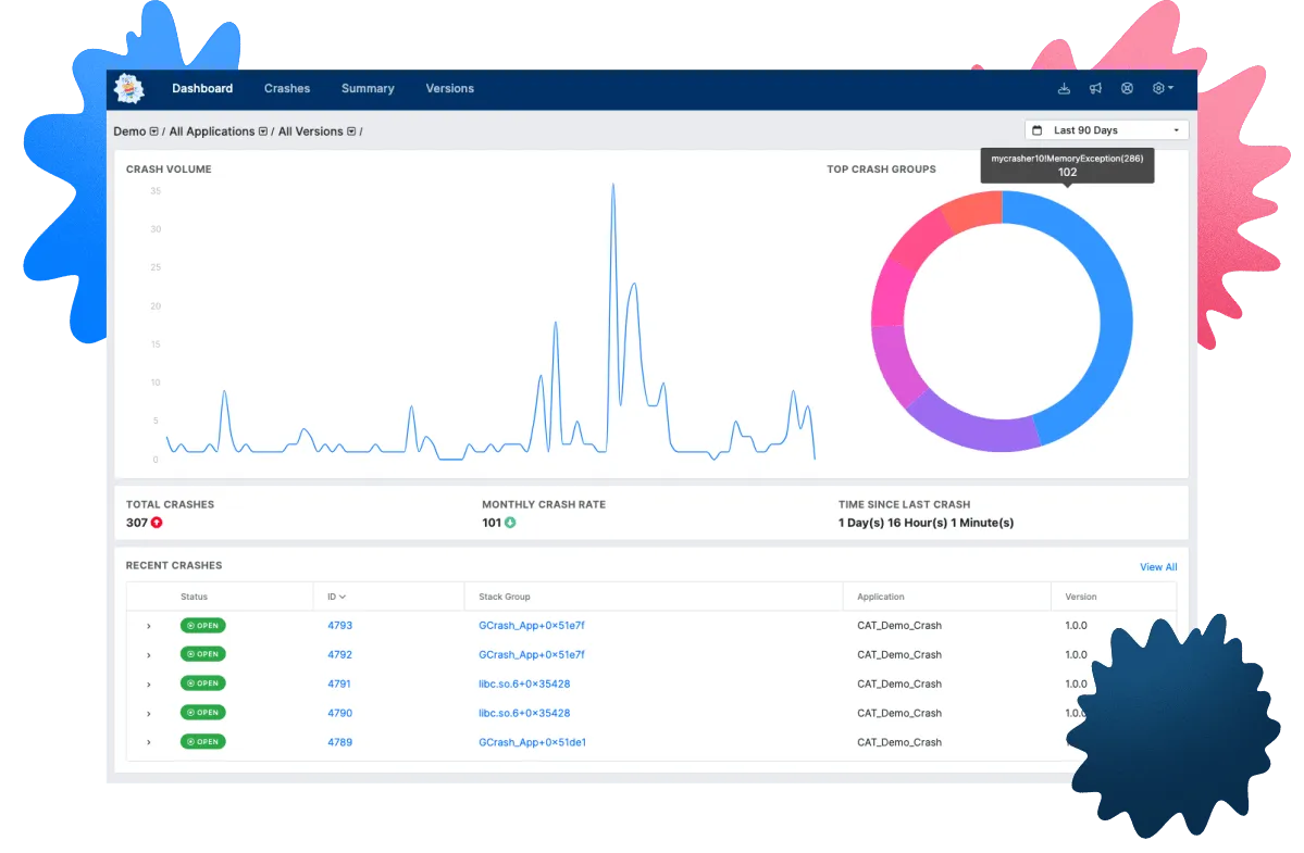 BugSplat developer tools and debugging interface