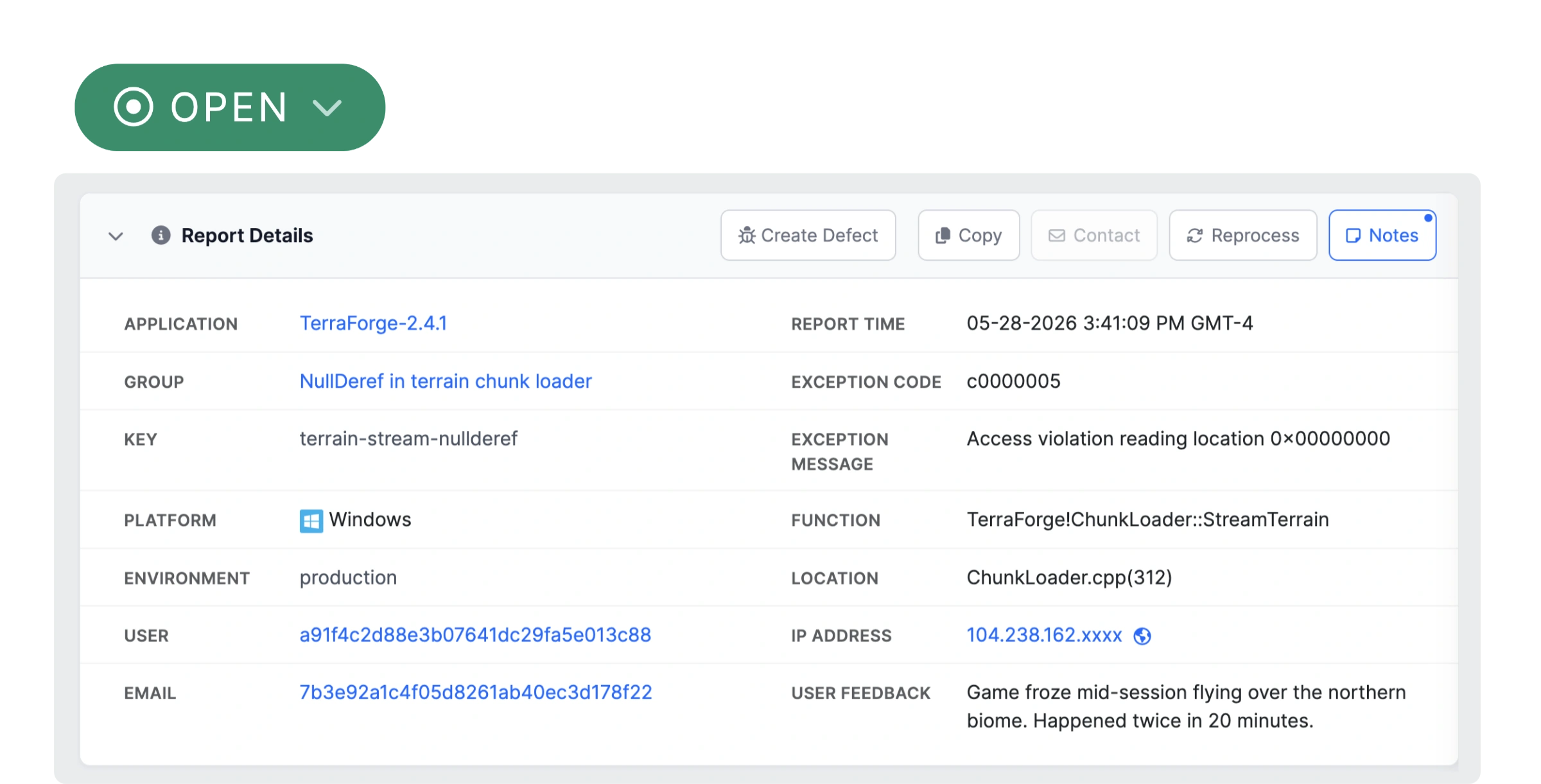 BugSplat stability monitoring across releases